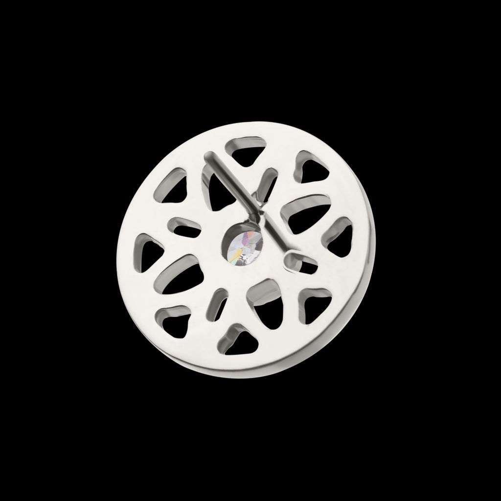 Bezel Set Gem Flower Mandala Flatback Stud Earring / Nosering - Gem in Titanium
