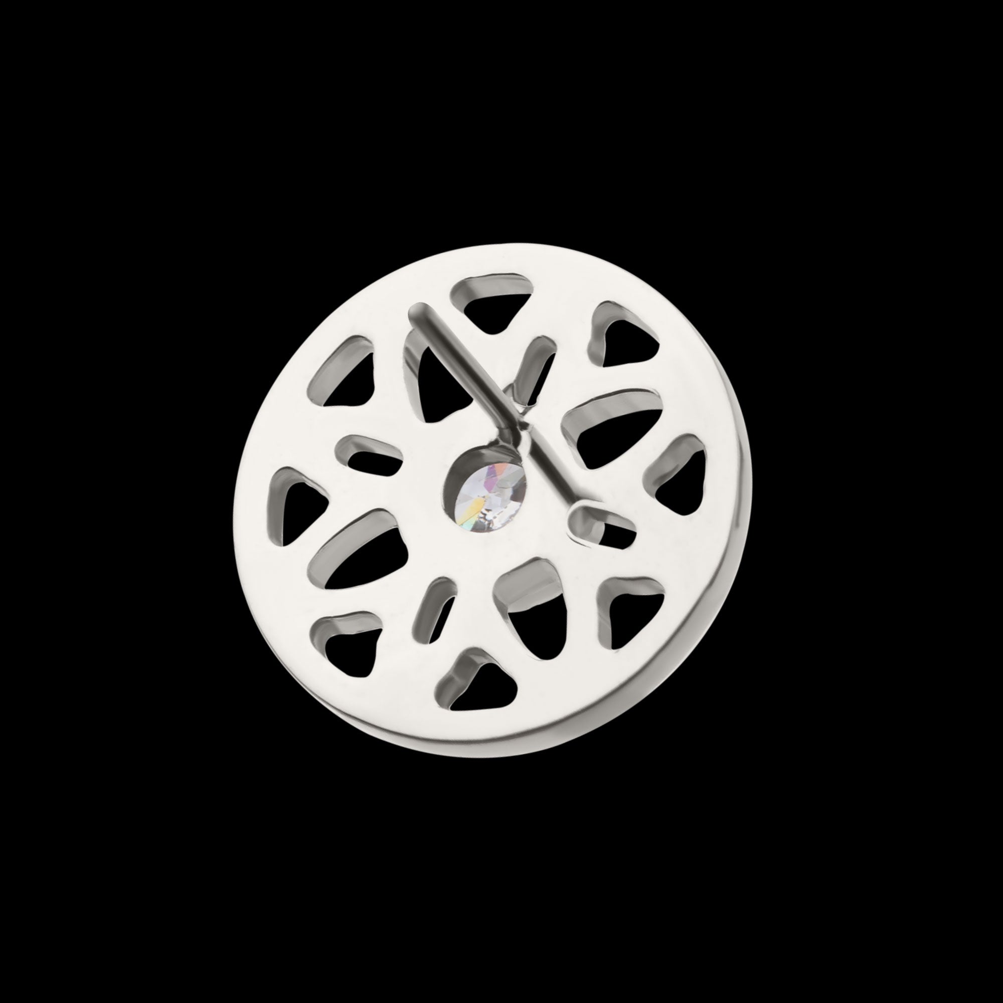 Bezel Set Gem Flower Mandala Flatback Stud Earring / Nosering - Gem in Titanium