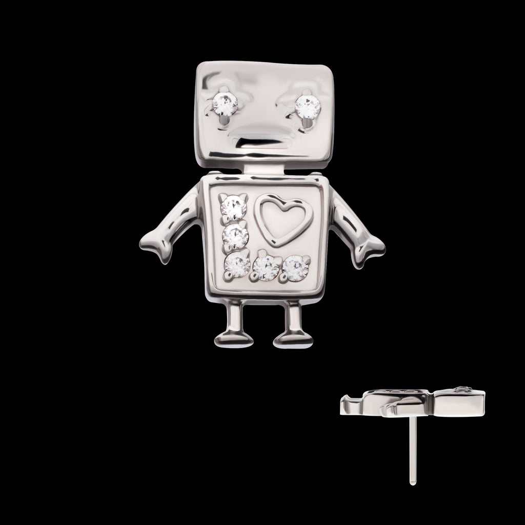Prong Set Gem Robot Flatback Stud Earring / Nosering - Gem in Titanium