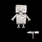 Prong Set Gem Robot Flatback Stud Earring / Nosering - Gem in Titanium