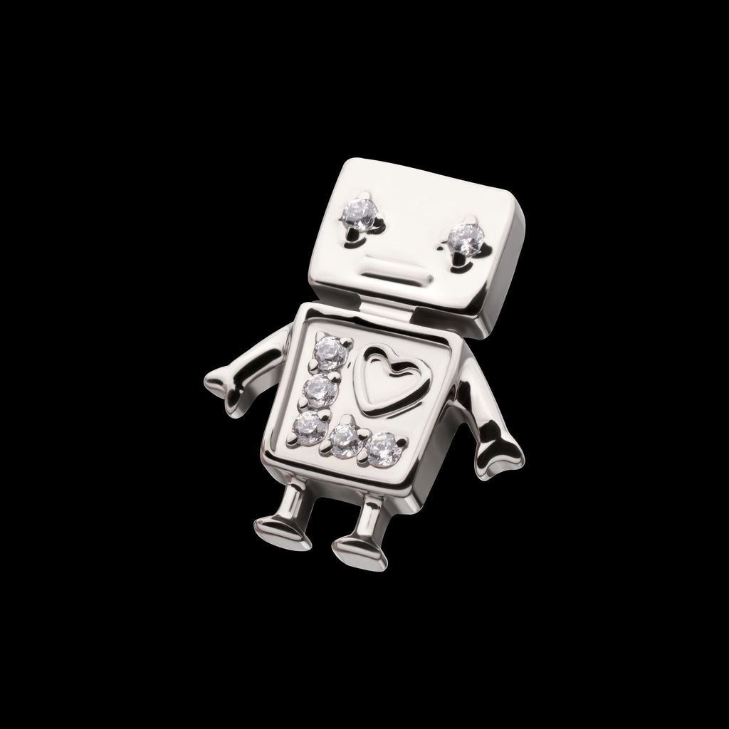 Prong Set Gem Robot Flatback Stud Earring / Nosering - Gem in Titanium