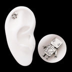 Prong Set Gem Robot Flatback Stud Earring / Nosering - Gem in Titanium