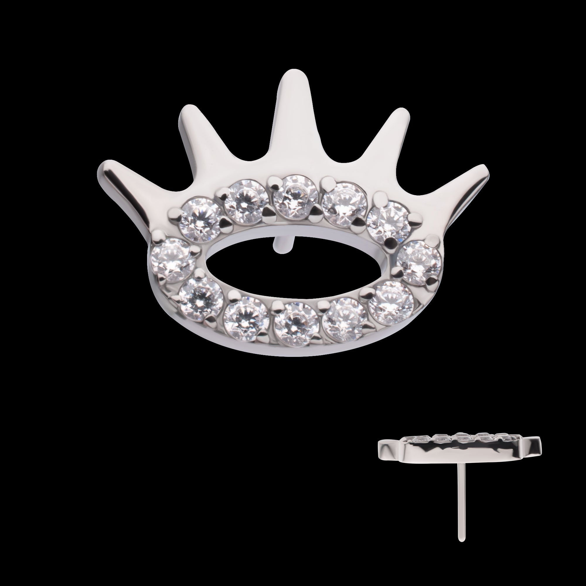 Prong Set Gem Eye and Lash Flatback Stud Earring / Nosering - Gem in Titanium