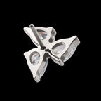 Prong Set Teardrop Gem 3-Cluster Flatback Stud Earring / Nosering - Gem in Titanium