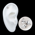 Prong Set Teardrop Gem 3-Cluster Flatback Stud Earring / Nosering - Gem in Titanium