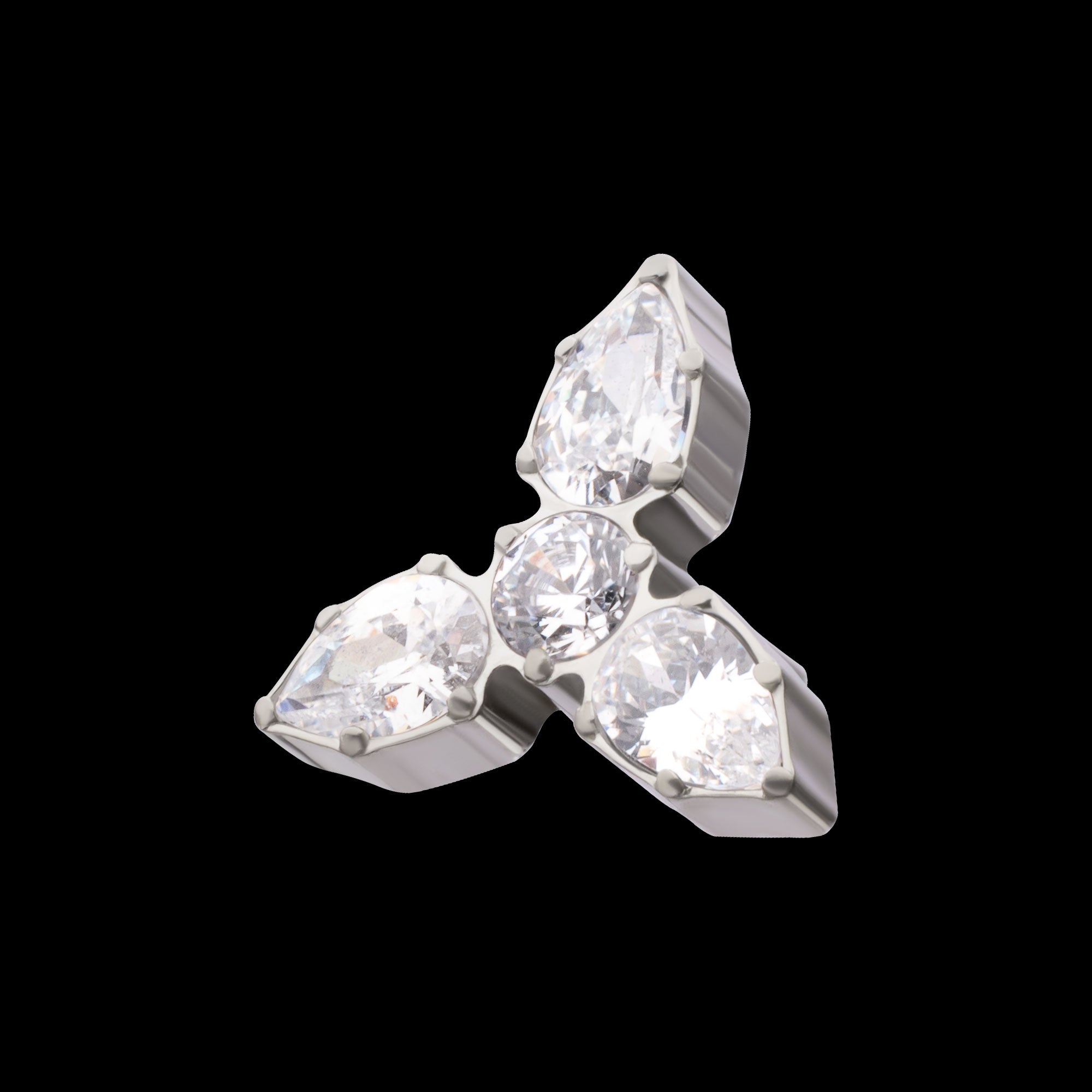 Teardrop Gem Trinity Flatback Stud Earring / Nosering - Gem in Titanium