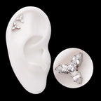 Teardrop Gem Trinity Flatback Stud Earring / Nosering - Gem in Titanium