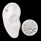 Prong Set Marquise Gem Sunflower Flatback Stud Earring / Nosering - Gem in Titanium
