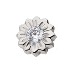 Daisy Flower Prong-Set Gem Threadless Earring / Nosering – Titanium