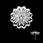 Daisy Flower Prong-Set Gem Threadless Earring / Nosering – Titanium