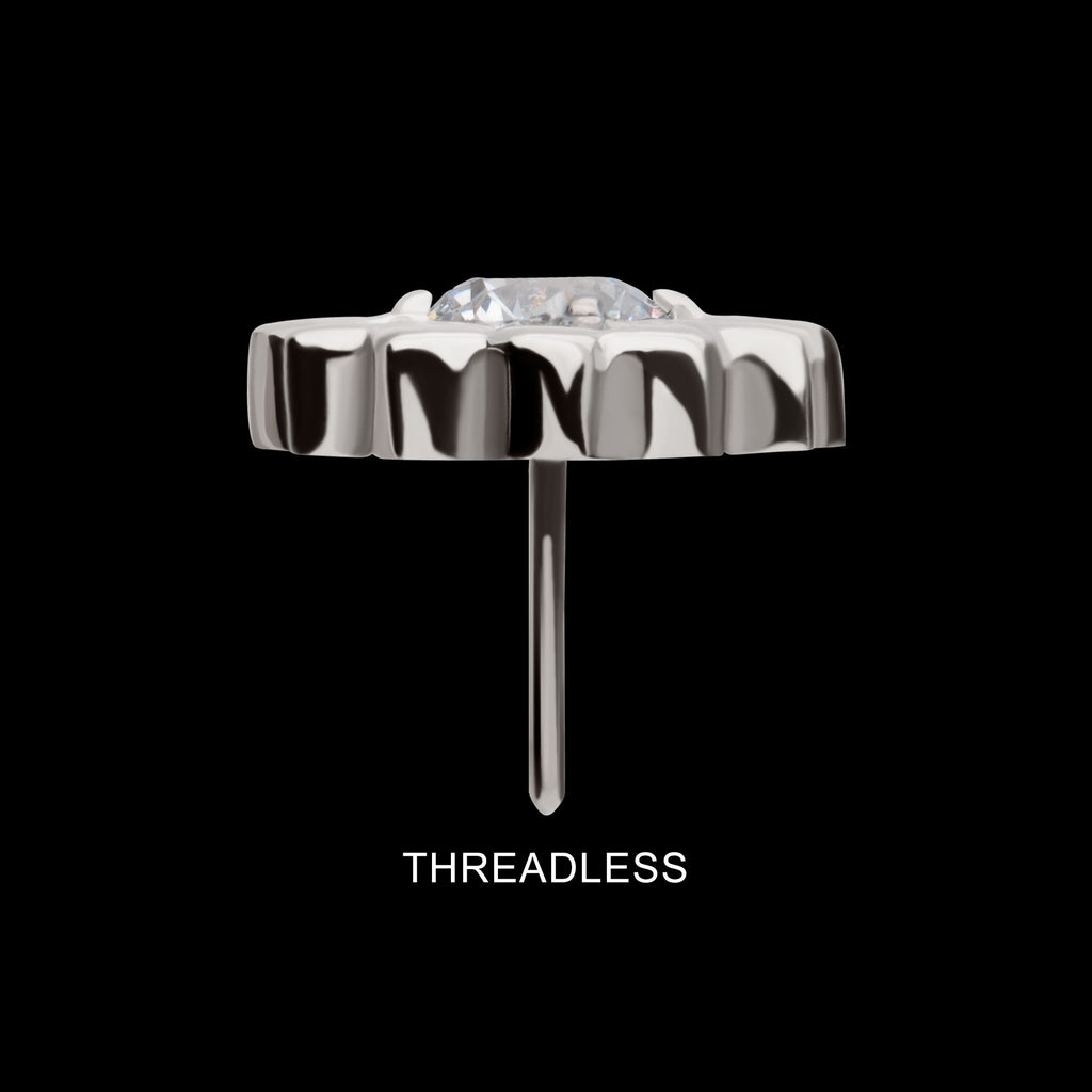 Daisy Flower Prong-Set Gem Threadless Earring / Nosering – Titanium