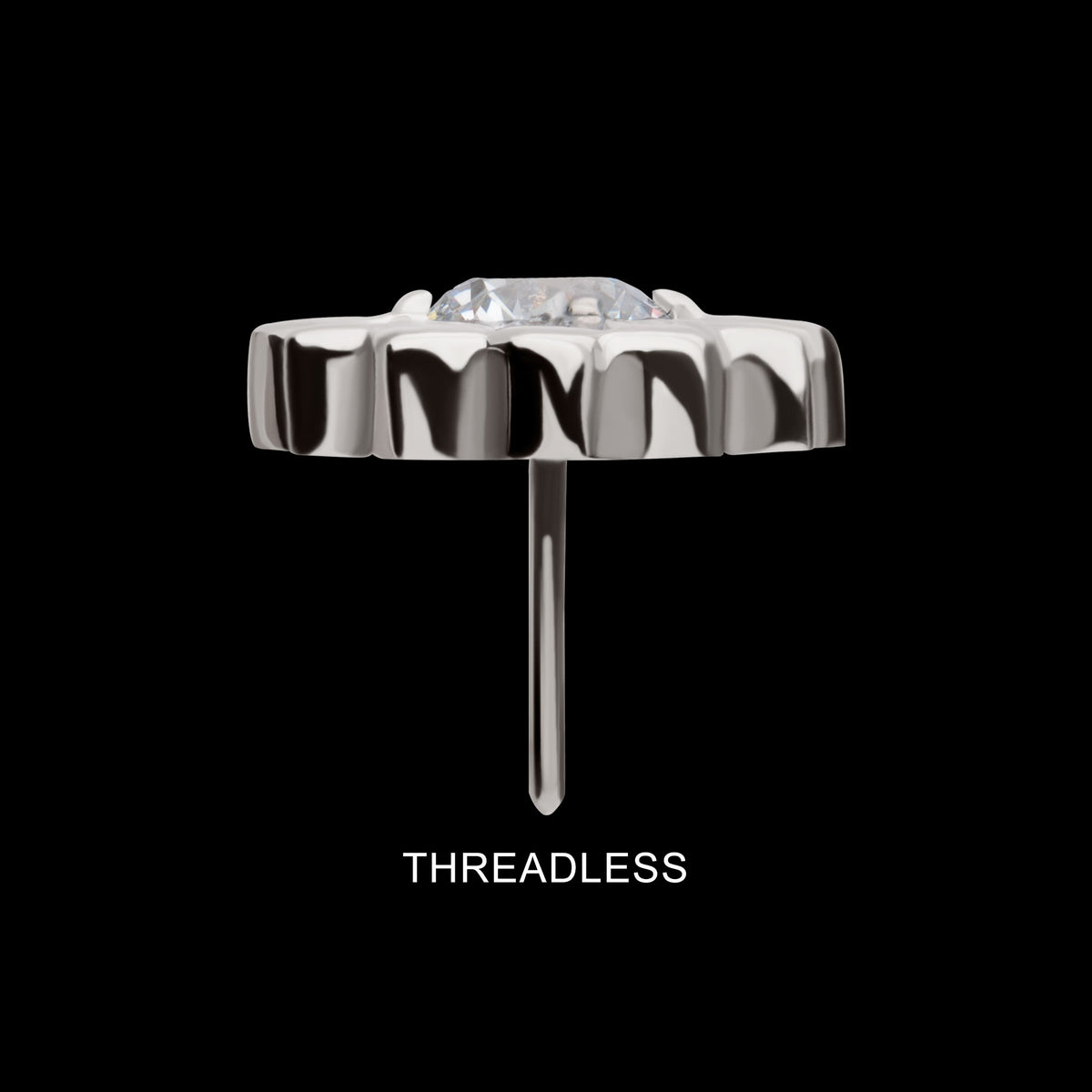 Daisy Flower Prong-Set Gem Threadless Earring / Nosering – Titanium