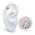 Daisy Flower Prong-Set Gem Threadless Earring / Nosering – Titanium