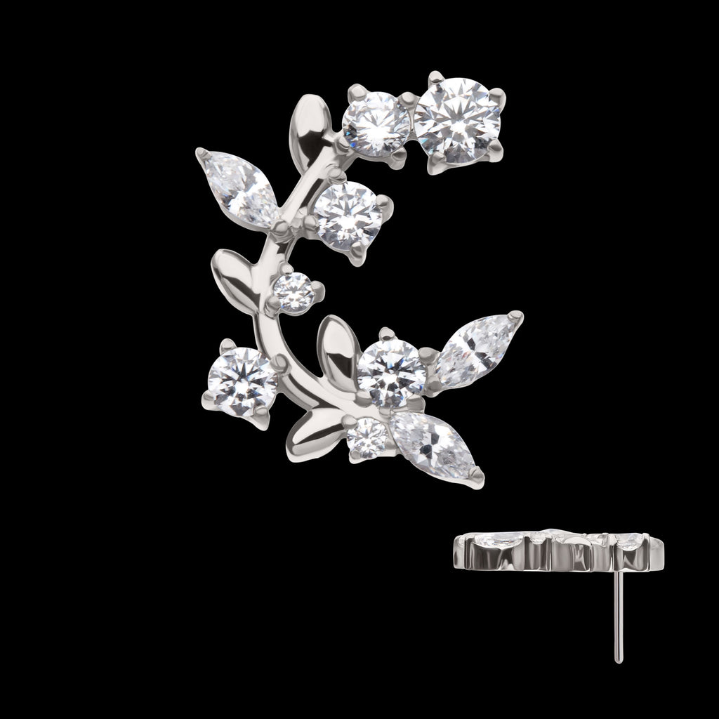 Prong Set Round & Marquise Gem Vine Flatback Stud Earring / Nosering - Gem in Titanium