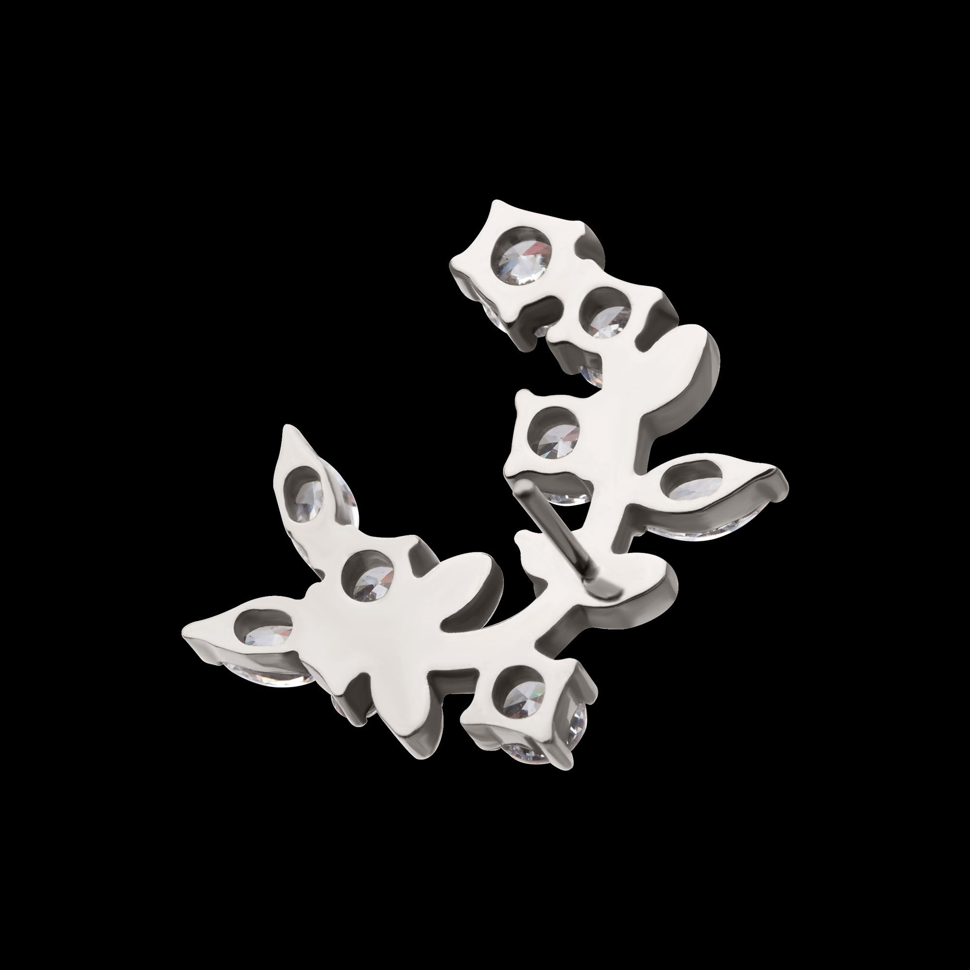 Prong Set Round & Marquise Gem Vine Flatback Stud Earring / Nosering - Gem in Titanium