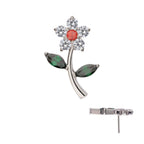 Flower & Stem Threadless Earring / Nosering Top – Gem & Titanium