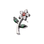 Flower & Stem Threadless Earring / Nosering Top – Gem & Titanium