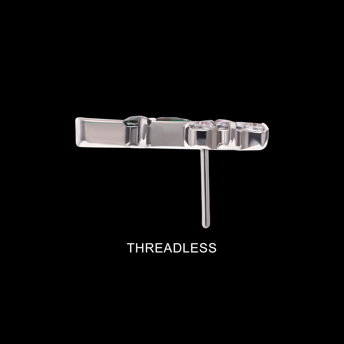 Flower & Stem Threadless Earring / Nosering Top – Gem & Titanium