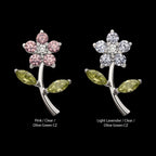 Multi-Gem Flower & Stem Prong-Set Threadless Earring / Nosering – Titanium