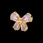 Bow with Prong Set Marquise & Baguette Gem Flatback Stud Earring / Nosering - Gem in 24Kt Gold PVD Titanium