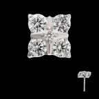 Square Shape with Prong Set 5-Gem Cluster Flatback Stud Earring / Nosering - Gem in Titanium