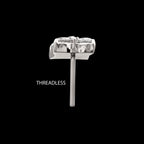 Square Shape with Prong Set 5-Gem Cluster Flatback Stud Earring / Nosering - Gem in Titanium