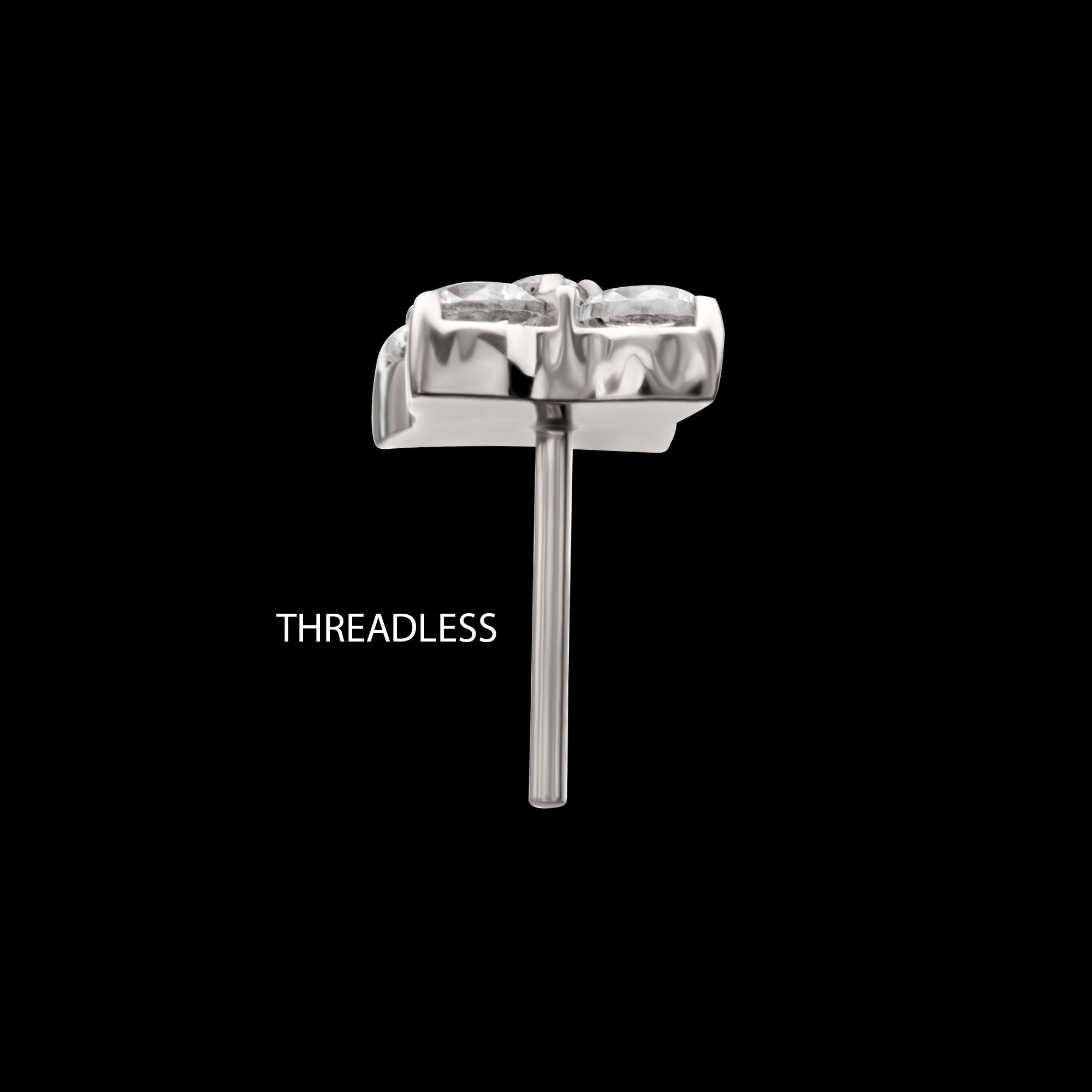 Square Shape with Prong Set 5-Gem Cluster Flatback Stud Earring / Nosering - Gem in Titanium