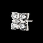 Square Shape with Prong Set 5-Gem Cluster Flatback Stud Earring / Nosering - Gem in Titanium