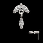 Twin Marquise Gem with Marquise Dangle Flatback Stud Earring / Nosering - Gem in Titanium