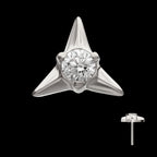 Triangle Shape with Prong Set Gem Flatback Stud Earring / Nosering - Gem in Titanium