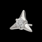 Triangle Shape with Prong Set Gem Flatback Stud Earring / Nosering - Gem in Titanium