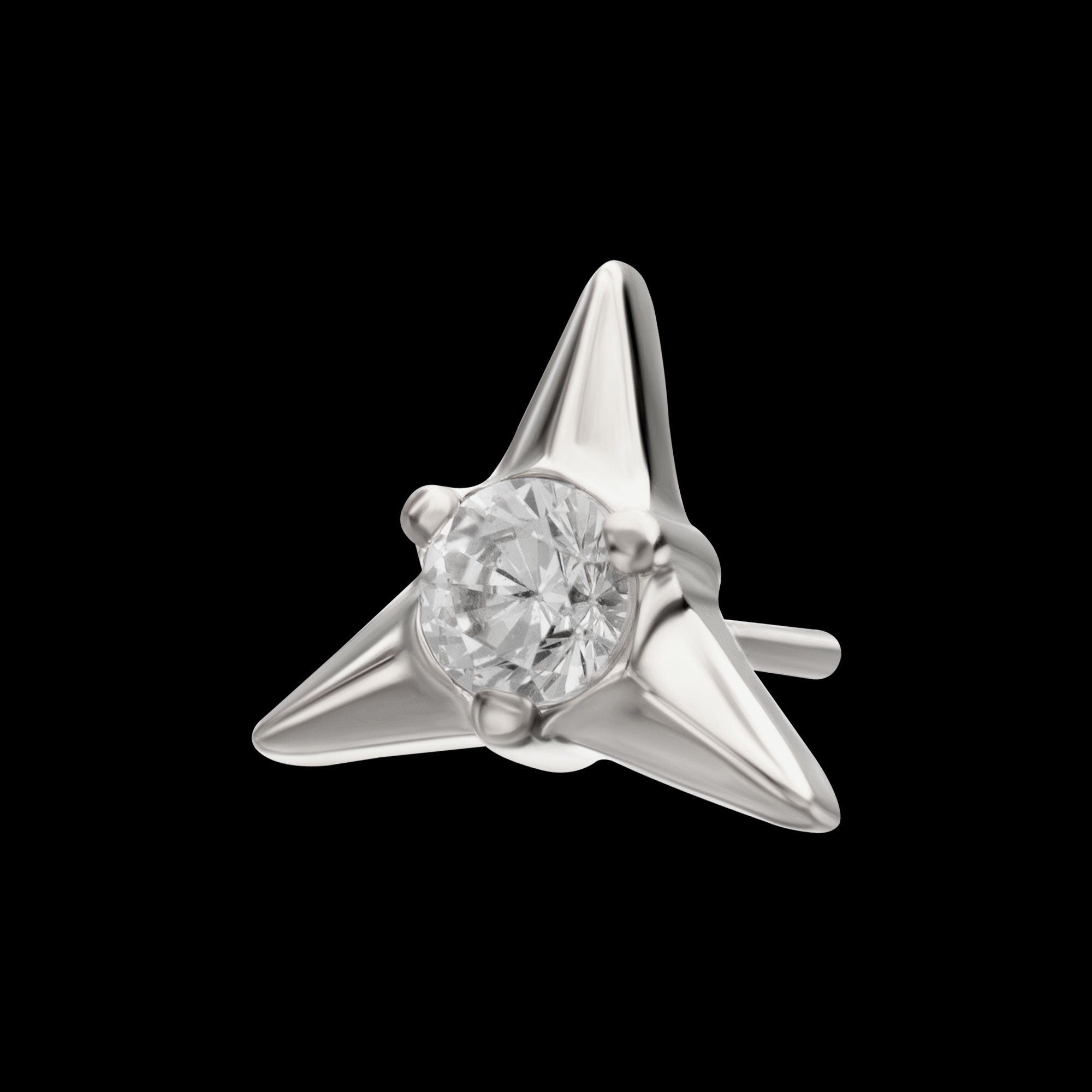 Triangle Shape with Prong Set Gem Flatback Stud Earring / Nosering - Gem in Titanium