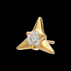 Triangle Shape with Prong Set Gem Flatback Stud Earring / Nosering - Gem in 24Kt Gold PVD Titanium