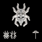 Spider with Teardrop & Round Gem Flatback Stud Earring / Nosering - Gem in Titanium