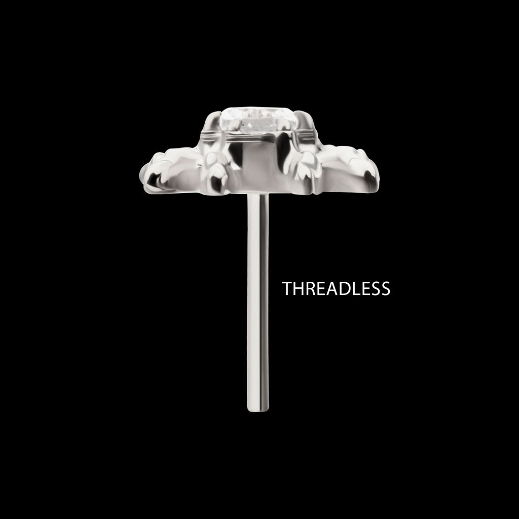 Spider with Teardrop & Round Gem Flatback Stud Earring / Nosering - Gem in Titanium