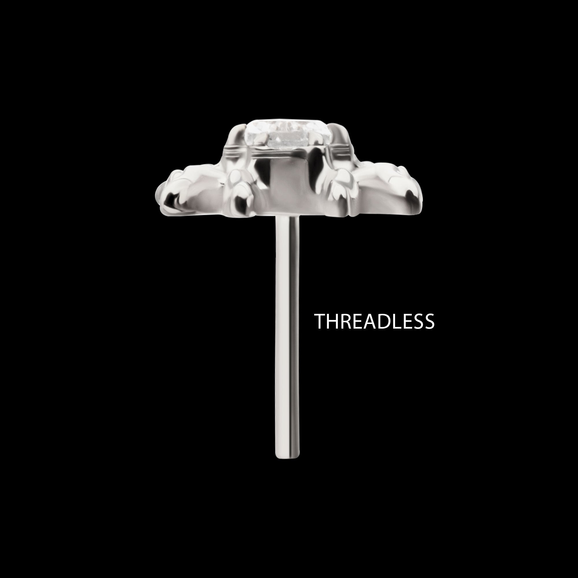 Spider with Teardrop & Round Gem Flatback Stud Earring / Nosering - Gem in Titanium