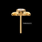 Spider with Teardrop & Round Gem Flatback Stud Earring / Nosering - Gem in 24Kt Gold PVD Titanium