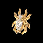Spider with Teardrop & Round Gem Flatback Stud Earring / Nosering - Gem in 24Kt Gold PVD Titanium
