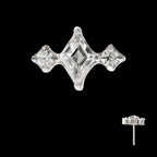 3-Cluster with Prong Set Round & Rhombus Gem Flatback Stud Earring / Nosering - Gem in Titanium