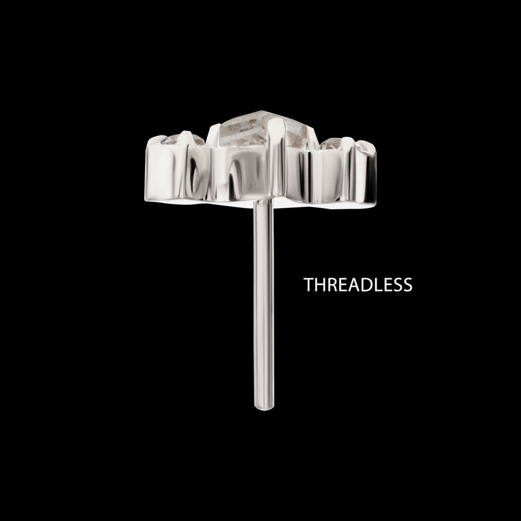 3-Cluster with Prong Set Round & Rhombus Gem Flatback Stud Earring / Nosering - Gem in Titanium