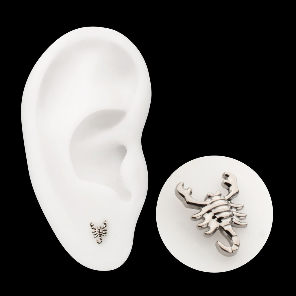 Low-Profile 3D Scorpion Threadless Earring / Nosering – Titanium