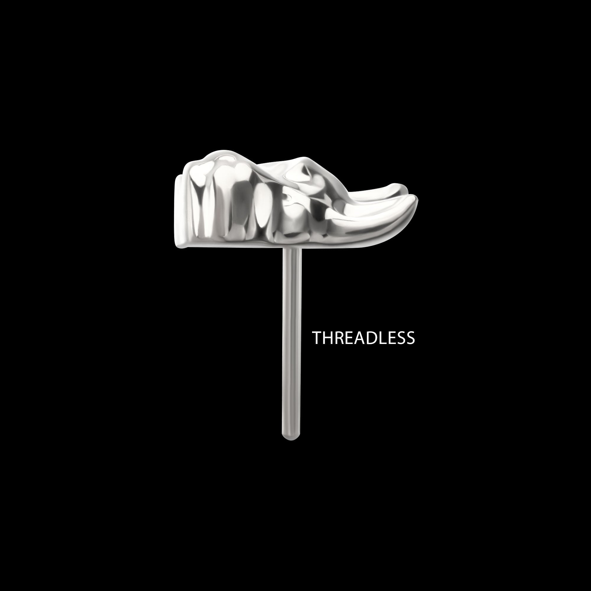 Low-Profile 3D Cat's Head Threadless Earring / Nosering – Titanium
