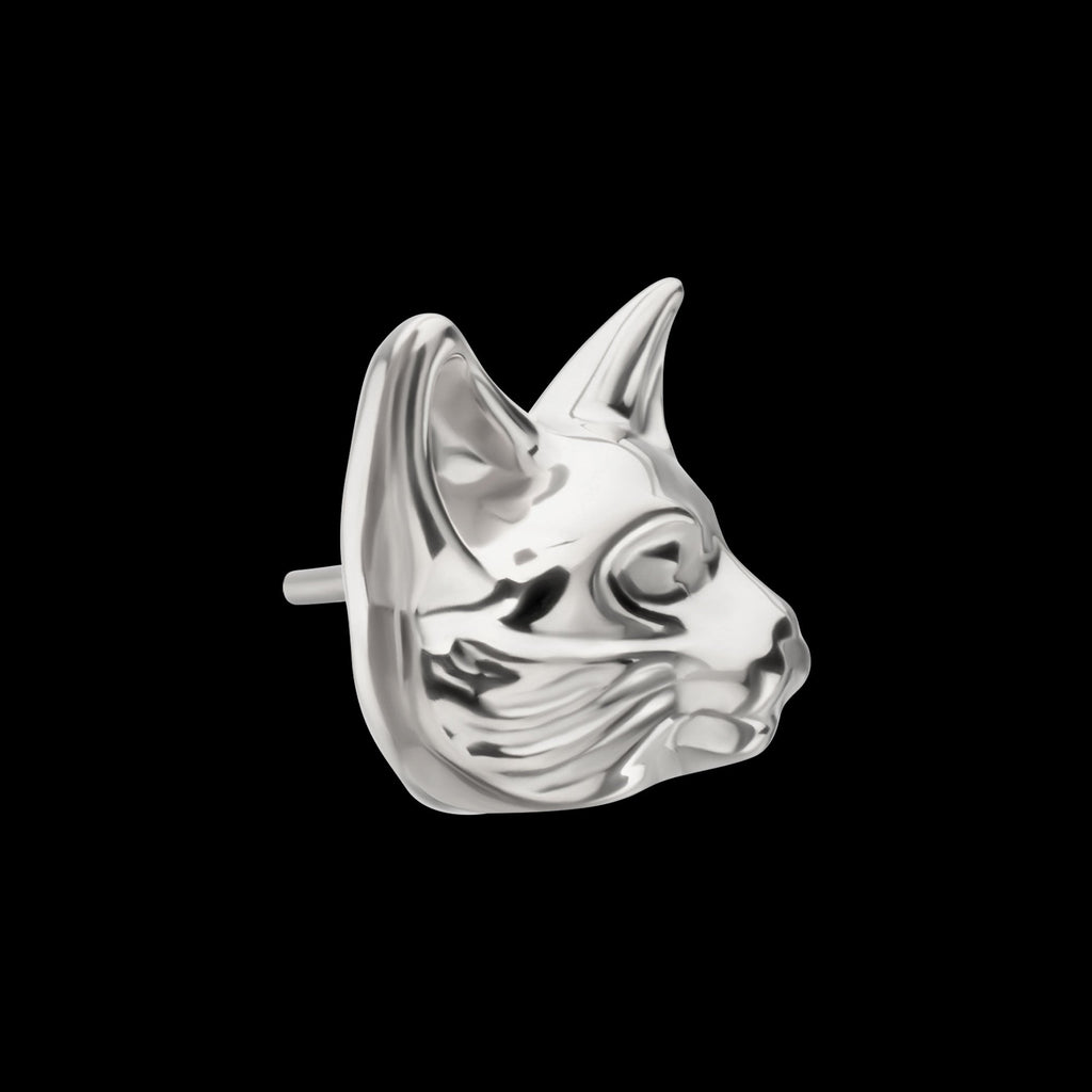 Low-Profile 3D Cat's Head Threadless Earring / Nosering – Titanium
