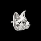 Low-Profile 3D Cat's Head Threadless Earring / Nosering – Titanium