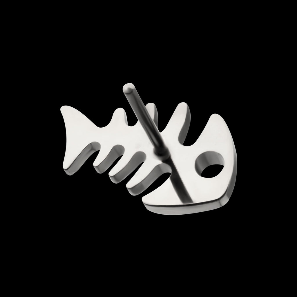 Low-Profile 3D Fishbone Threadless Earring / Nosering – Titanium
