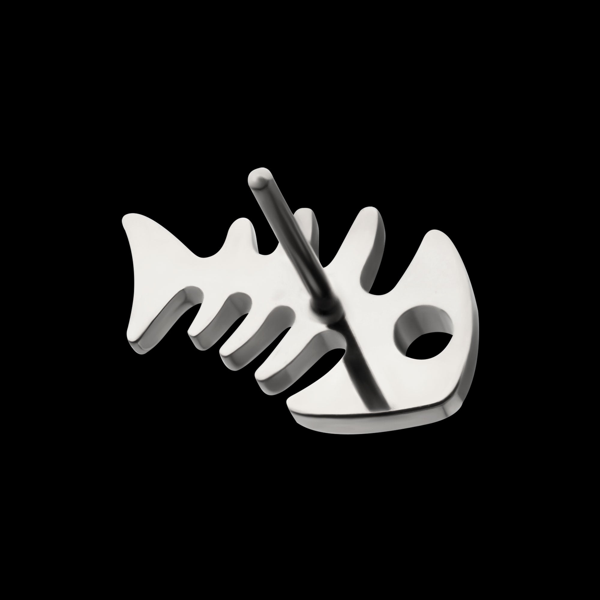 Low-Profile 3D Fishbone Threadless Earring / Nosering – Titanium