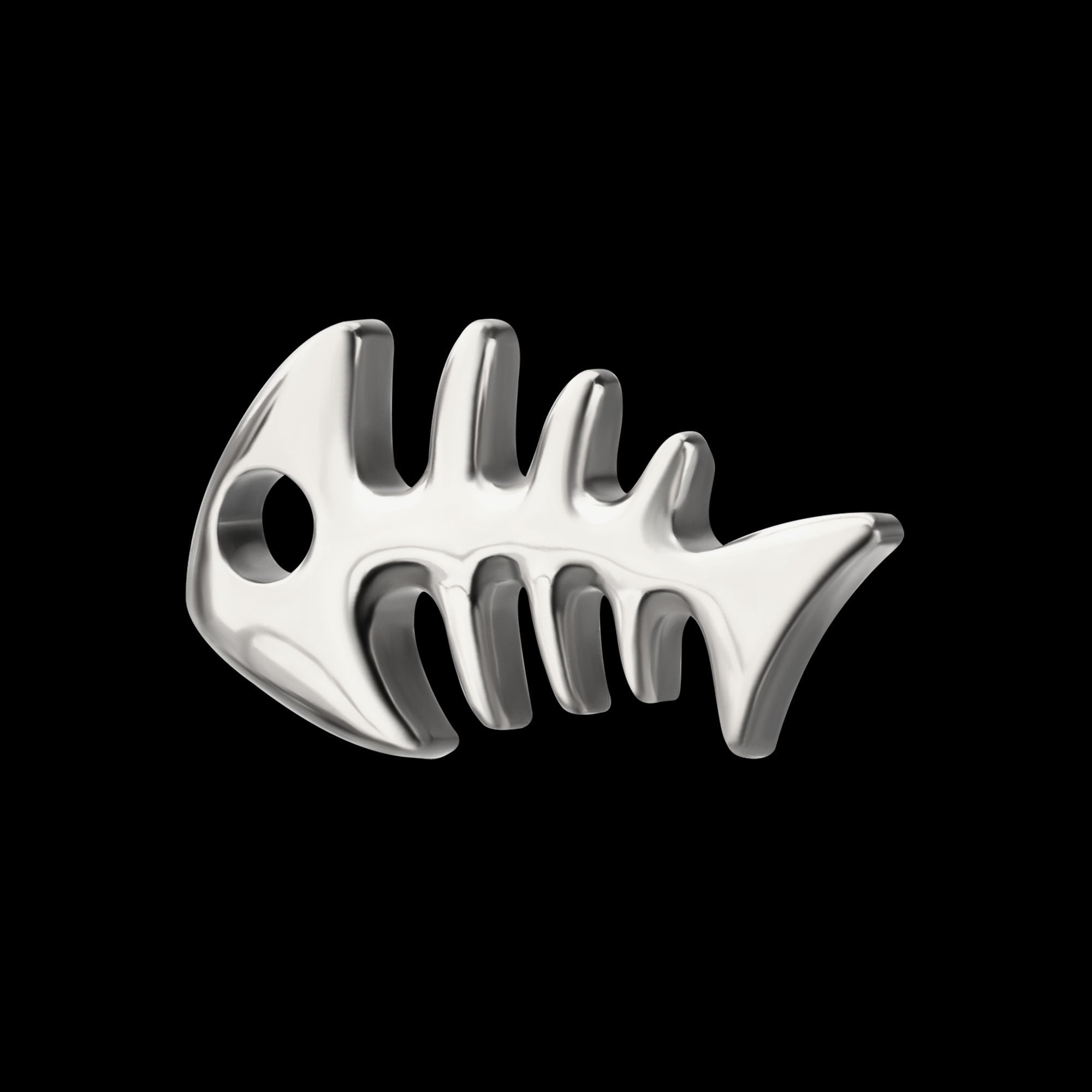 Low-Profile 3D Fishbone Threadless Earring / Nosering – Titanium