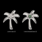 3D Palm Tree Prong-Set Gem Low-Profile Threadless Earring / Nosering – Titanium