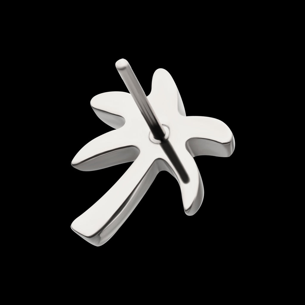 3D Palm Tree Prong-Set Gem Low-Profile Threadless Earring / Nosering – Titanium