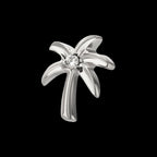 3D Palm Tree Prong-Set Gem Low-Profile Threadless Earring / Nosering – Titanium